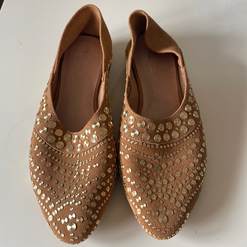 Anthropologie Cecelia New York Mojito boho studded flats
